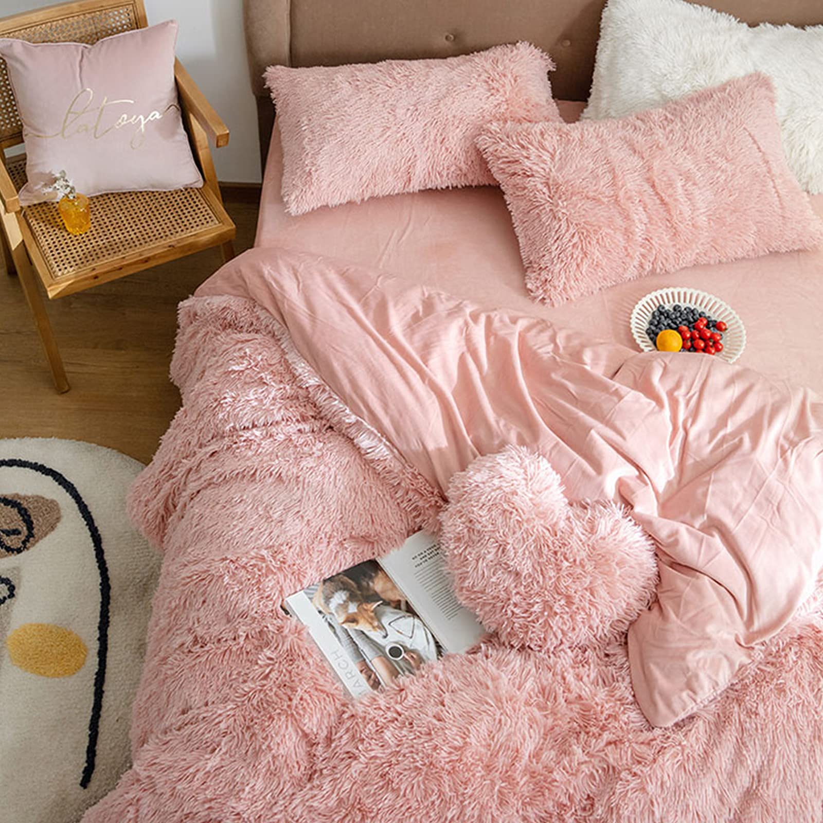 超暖かい両面ベルベットキルトのぬいぐるみ掛け布団、シャギーふわふわ